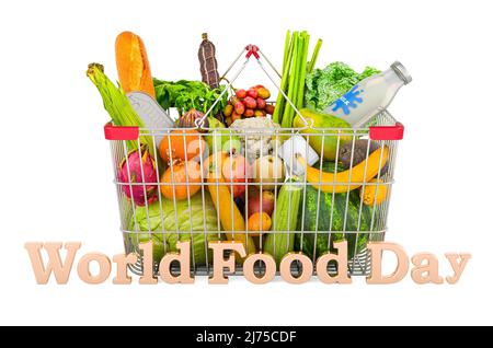 Concetto di Giornata Mondiale dell'alimentazione. 3D rendering isolato su sfondo bianco Foto Stock