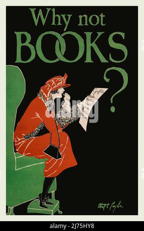 Una giovane donna che lavora alla sua lista di regali di Natale in un poster promozionale di inizio 20th secolo per la lettura commissionato dal governo degli Stati Uniti. L'artista come Ethel C. Taylor Foto Stock