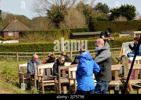 Brancaster Staithe, Norfolk, Regno Unito - 18 Aprile 2021: Si affaccia fango appartamenti, norfolk Foto Stock