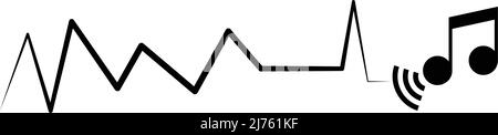 Icone di note musicali e onde sonore. Vettore modificabile. Illustrazione Vettoriale