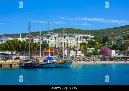 La popolare destinazione turistica e città costiera di Bodrum, Mugla, Turchia, Foto Stock