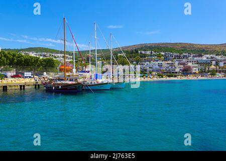 La popolare destinazione turistica e città costiera di Bodrum, Mugla, Turchia, Foto Stock