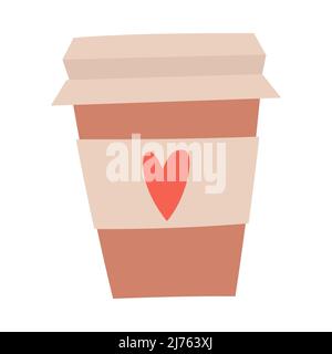 Tazza di caffè mattutina con espresso caldo appena fatto o americano. Tazza di caffeina aromatica con vapore, piattino e fagioli. Semplice vettore piatto illu Illustrazione Vettoriale