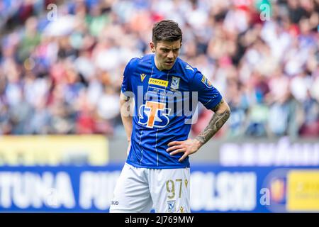 Dawid Kownacki di Lech visto durante la partita finale della Fortuna Polish Cup tra Lech Poznan e Rakow Czestochowa allo Stadio Nazionale PGE. Punteggio finale; Lech Poznan 1:3 Rakow Czestochowa. Foto Stock