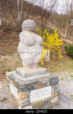 Willendorf in der Wachau, luogo di ritrovo della Venere di Willendorf, statuetta di Venus nella regione di Wachau, bassa Austria, Austria Foto Stock