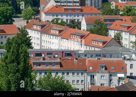 Edifici residenziali moderni, Rostock, Meclemburgo-Pomerania occidentale, Germania, Europa Foto Stock