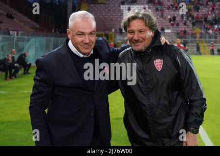 dell' orco cristian (n.15 perugia calco) sampirisi mario (n.31 ac monza) stroppa giovanni (coach ac monza) durante AC Perugia vs AC Monza, partita di calcio italiana Serie B a Perugia, Italia, maggio 06 2022 Foto Stock