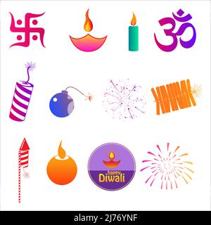 Happy Diwali Festival Celebration elementi Illustrazione Vettoriale