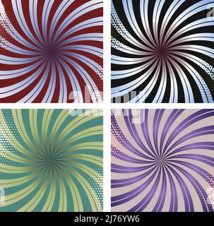 Mezzo punto Sunburst Swirl sfondo Illustrazione Vettoriale