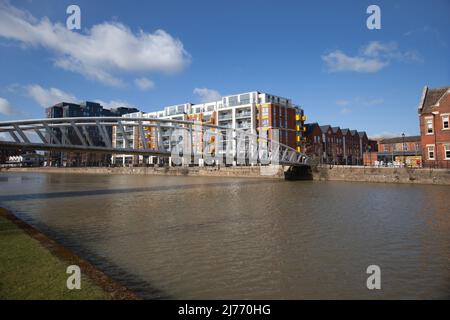 Viste lungo il fiume Great Ouse a Bedford, nel Regno Unito Foto Stock