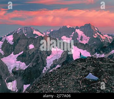 Vista dal Sahale Glacier Camp, North Cascade National Park, Washington Foto Stock