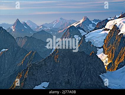 Vista dal Sahale Glacier Camp, North Cascade National Park, Washington Foto Stock