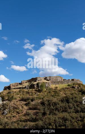 Puka Pukara, Puca Pucara, antico forte Inca, sito archeologico, regione di Cusco, Valle sacra del Perù Foto Stock