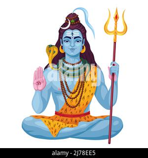 Lord Shiva, festival indiano Maha Shivratri, illustrazione vettoriale. Illustrazione Vettoriale