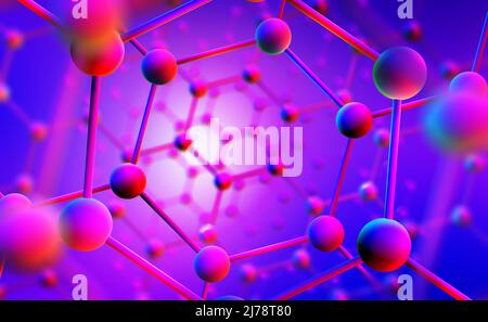 Mesh molecolare. Illustrazione della struttura spaziale 3D. Nanotecnologia in medicina e fisica molecolare. Innovazione nella comunità scientifica Foto Stock