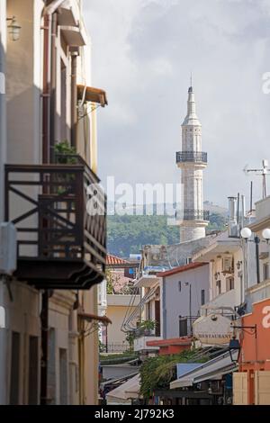 Minareto nella città di Rethymnon, Creta, Grecia Foto Stock