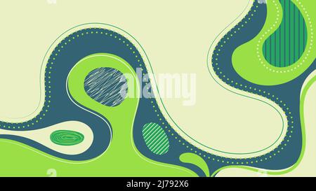 Astratto Modern template verde e blu Organic Dynamic Shapes elementi composizioni di macchie colorate e linee pattern background. Illustratio vettoriale Illustrazione Vettoriale