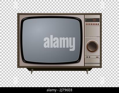 Vector retro TV mock up isolato su griglia trasparente Foto Stock