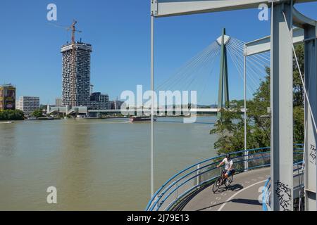 Wien, Donau, Baustelle des Marina Towers Foto Stock