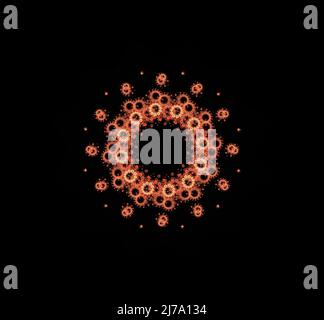 Astratto Fractal Golden Symmetric Figure su Nero Foto Stock
