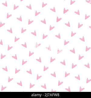 Illustrazione vettoriale con cuore rosa su sfondo bianco. Sfondo del pattern cardiaco . Design rosa e bianco. Illustrazione Vettoriale