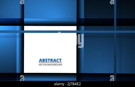 Blu scuro elegante sfondo geometrico con forme e linee quadrate astratte. Sfondo blu astratto. Illustrazione vettoriale. Illustrazione Vettoriale