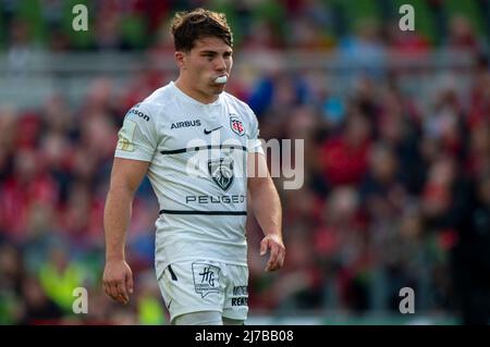 Antoine Dupont di Tolosa durante la partita finale di Heineken Champions Cup Quarter tra Munster Rugby e Stade Toulousain all'Aviva Stadium di Dublino, Irlanda, il 7 maggio 2022 (foto di Andrew SURMA/ SIPA USA). Foto Stock