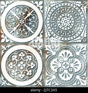 Sfondo Marocchino vintage pattern, retro mosaico patten patchwork rustico design Foto Stock