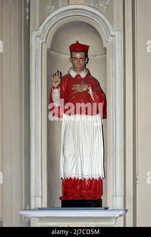 San Carlo Borromeo - legno intagliato e dipinto - ambiente lombardo del XVIII secolo - Bereguardo (PV).Italia,chiesa parrocchiale di S.Antonio Abate Foto Stock