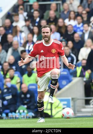 Juan Mata di Manchester United durante la partita della Premier League tra Brighton e Hove Albion e Manchester United all'American Express Stadium , Brighton , Regno Unito - 7th maggio 2022 solo per uso editoriale. Nessun merchandising. Per le immagini Football si applicano restrizioni fa e Premier League inc. Nessun utilizzo di Internet/cellulare senza licenza FAPL - per i dettagli contattare Football Dataco Foto Stock