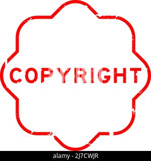 Grunge rosso copyright parola gomma sigillo timbro su sfondo bianco Illustrazione Vettoriale