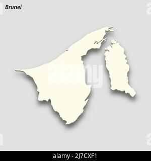 3D mappa isometrica del Brunei isolato con ombra. Illustrazione vettoriale del tipo di carta Illustrazione Vettoriale