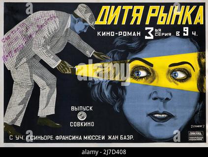 Poster cinematografico Vintage 1920s dell'Avant-Garde sovietico per :FIGLIO DEL MERCATO - Poster di Stenberg Brothers - Vladimir Stenberg, Georgii Stenberg Foto Stock