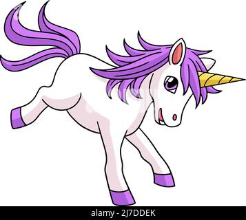 Unicorn in Candy Land Cartoon Coloured Clipart Illustrazione Vettoriale