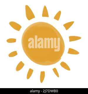 Vettore Boho disegno a mano acquerello sole. Disegno a mano vettore astratto stock disegno grafico piatto. Illustrazione Vettoriale