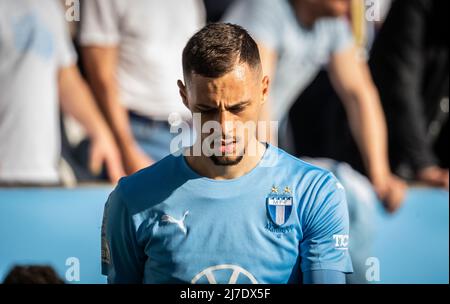 Malmoe, Svezia. 07th, maggio 2022. Veljko Birmancevic (19) di Malmoe FF visto durante la partita Allsvenskan tra Malmoe FF e Mjallby a Eleda Stadion a Malmoe. (Photo credit: Gonzales Photo - Joe Miller). Foto Stock