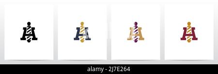 Barber Shop Pole su Letter Logo Design A. Illustrazione Vettoriale