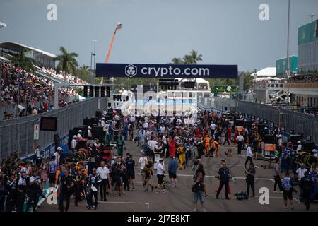 Gran Premio di Miami, domenica 8th maggio 2022. La griglia prima dell'inizio della gara. Gran Premio di Miami, domenica 8th maggio 2022. Autodromo Internazionale di Miami, Florida, Stati Uniti. Foto Stock