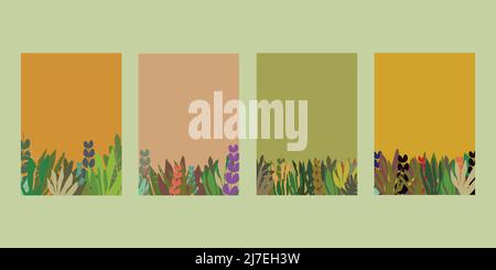 Foglia Foliage stelo pianta modello sfondo. Illustrazione Vettoriale