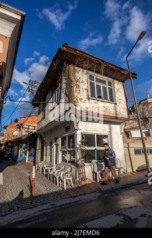 Le case di Kütahya, che sono esempi di architettura civile del 19th secolo e portano le caratteristiche architettoniche in legno di Anatolia, Foto Stock