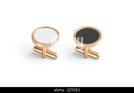 Bianco nero e bianco rotondo oro gemelli mockup toggle, isolato Foto Stock