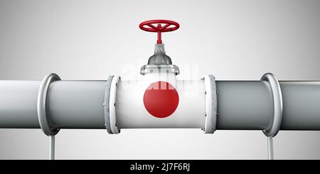 Gasdotti e oleodotti del Giappone. Concetto di industria petrolifera. 3D rendering Foto Stock