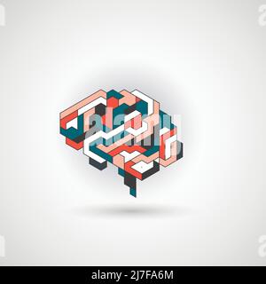 Astratto cervello umano colorato. Grafica vettoriale semplice. Mente di illustrazione moderna per pensiero, intelligenza, creatività, apprendimento Illustrazione Vettoriale