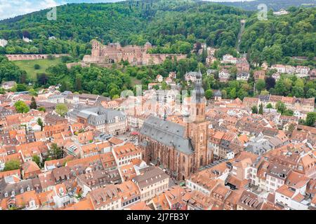 Palazzo Heidelberg o Schloss Heidelberg, Chiesa dello Spirito Santo o Heiliggeistkirche, Heidelberg, Germania Foto Stock