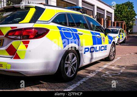 Epsom Surrey, Londra, 08 2022 maggio, primo piano di polizia Patrol Risposta Auto senza persone Foto Stock