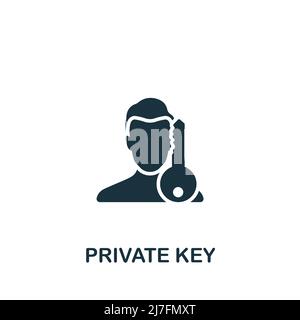 Icona chiave privata. Icona monocromatica Simple Cryptocurrency per modelli, web design e infografiche Illustrazione Vettoriale