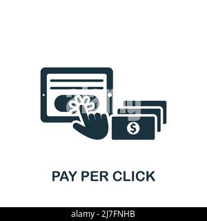 Icona paga per clic. Icona monocromatica Simple Digital Marketing per modelli, web design e infografiche Illustrazione Vettoriale