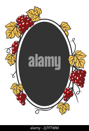 Sfondo di vite con foglie e grappoli di uva. Immagine della cantina per ristoranti e bar. Voce commerciale e agricola. Illustrazione Vettoriale