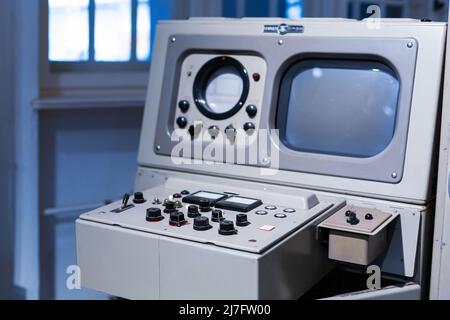 Raro pannello di comunicazione al Museo di radio elettronica. Foto Stock