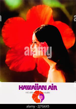 Poster di viaggio vintage 1960s - poster "We are Hawaii" di Hawaiian Airlines Foto Stock